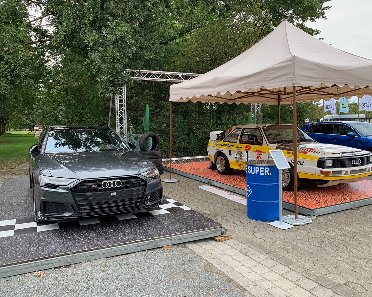 Bodengestaltung Steinoptik Fahrzeugpräsentation