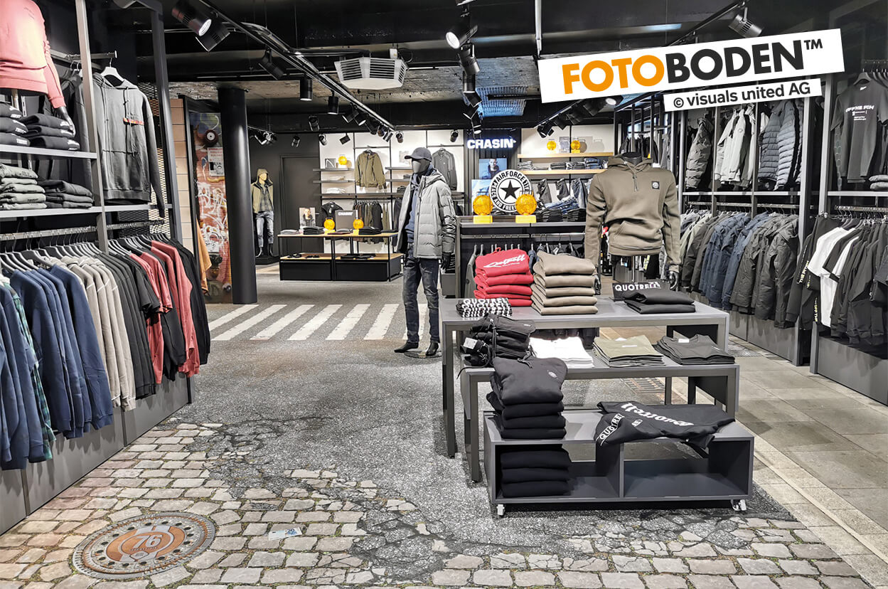 Shop-Gestaltung im New York City Style. Individuell Gestalteter FOTOBODEN™ in Objektqualität.
